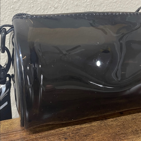 TINYAT Black Semi Transparent Cylindrical Crossbody Bag Adjustable Strap - Picture 5 of 6